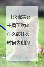 央视美女主播王欢患什么病什么时侯去世的