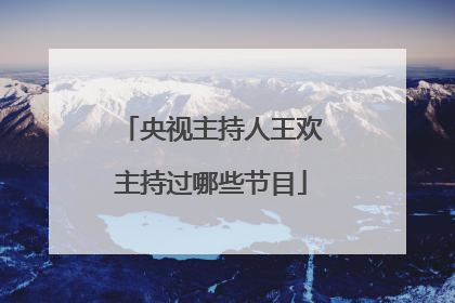 央视主持人王欢主持过哪些节目