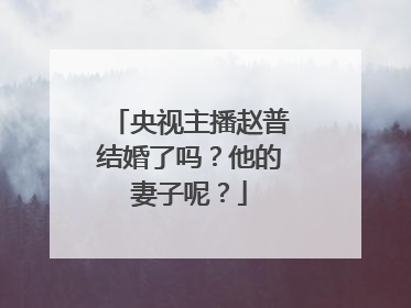 央视主播赵普结婚了吗？他的妻子呢？