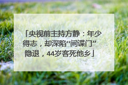 央视前主持方静:年少得志,却深陷“间谍门”隐退,44岁客死他乡