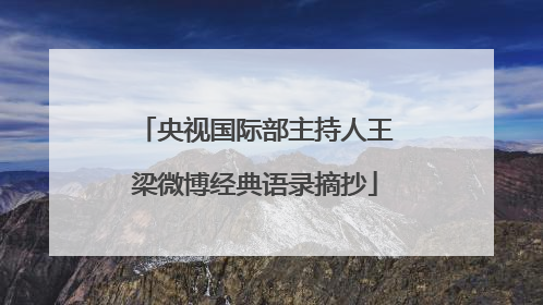 央视国际部主持人王梁微博经典语录摘抄