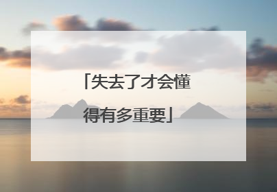 失去了才会懂得有多重要
