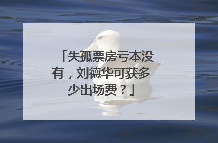失孤票房亏本没有,刘德华可获多少出场费?