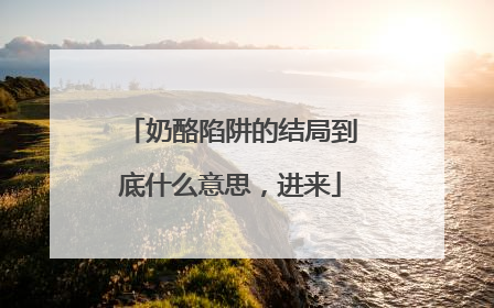 奶酪陷阱的结局到底什么意思，进来