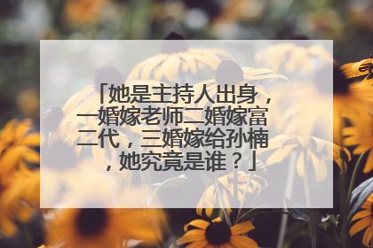 她是主持人出身,一婚嫁老师二婚嫁富二代,三婚嫁给孙楠,她究竟是谁?