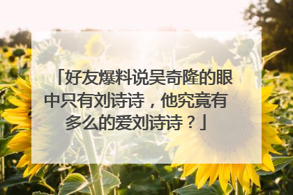 好友爆料说吴奇隆的眼中只有刘诗诗,他究竟有多么的爱刘诗诗?