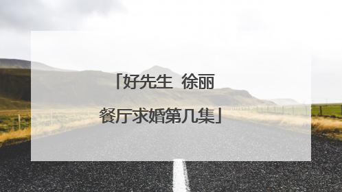 好先生 徐丽 餐厅求婚第几集