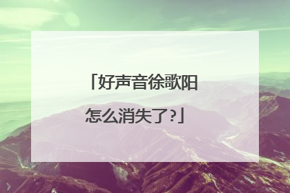 好声音徐歌阳怎么消失了?