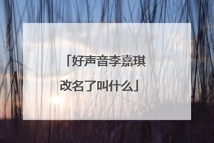 好声音李嘉琪改名了叫什么