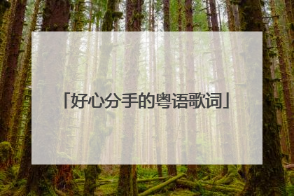 好心分手的粤语歌词
