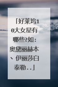 好莱坞10大女星有哪些?如:奥黛丽赫本丶伊丽莎白泰勒..