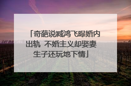 奇葩说臧鸿飞曝婚内出轨 不婚主义却娶妻生子还玩地下情