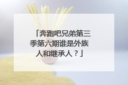 奔跑吧兄弟第三季第六期谁是外族人和继承人?