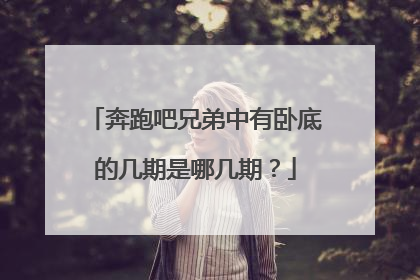 奔跑吧兄弟中有卧底的几期是哪几期?