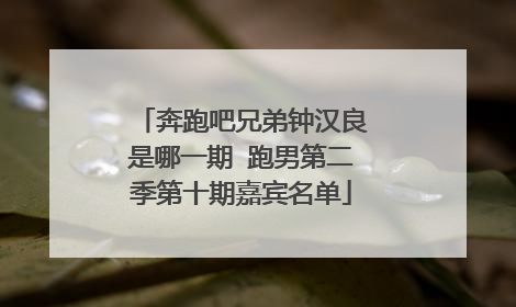 奔跑吧兄弟钟汉良是哪一期 跑男第二季第十期嘉宾名单