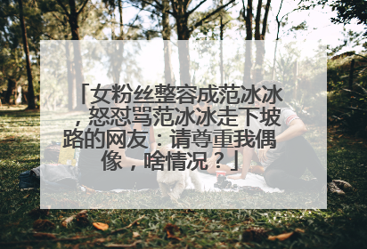 女粉丝整容成范冰冰，怒怼骂范冰冰走下坡路的网友：请尊重我偶像，啥情况？