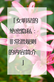 女明星的绝密隐私：非常潜规则的内容简介