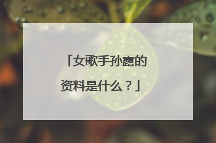 女歌手孙露的资料是什么？