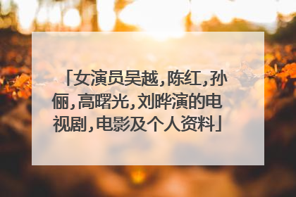 女演员吴越,陈红,孙俪,高曙光,刘晔演的电视剧,电影及个人资料