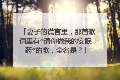 妻子的谎言里，那首歌词里有”请你做我的安眠药”的歌，全名是？