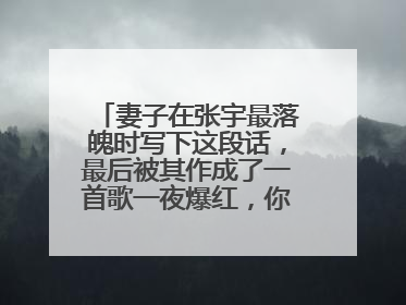 妻子在张宇最落魄时写下这段话，最后被其作成了一首歌一夜爆红，你怎么看？