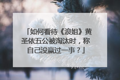 如何看待《浪姐》黄圣依五公被淘汰时，称自己没赢过一事？