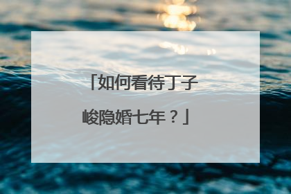 如何看待丁子峻隐婚七年?