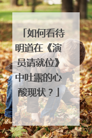 如何看待明道在《演员请就位》中吐露的心酸现状？