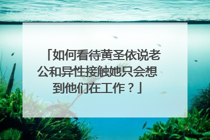 如何看待黄圣依说老公和异性接触她只会想到他们在工作?