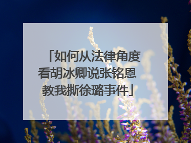 如何从法律角度看胡冰卿说张铭恩教我撕徐璐事件