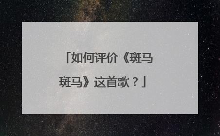 如何评价《斑马斑马》这首歌?