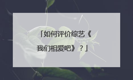 如何评价综艺《我们相爱吧》？