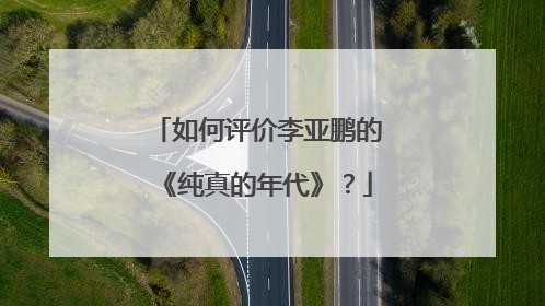 如何评价李亚鹏的《纯真的年代》？