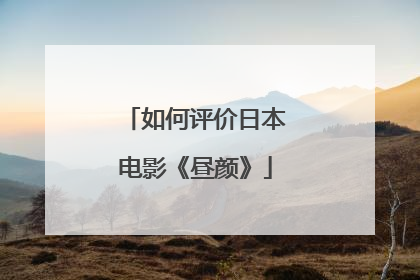 如何评价日本电影《昼颜》