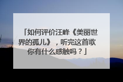 如何评价汪峰《美丽世界的孤儿》,听完这首歌你有什么感触吗?