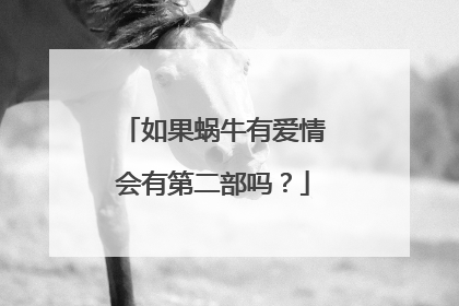 如果蜗牛有爱情会有第二部吗?