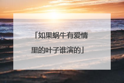 如果蜗牛有爱情里的叶子谁演的