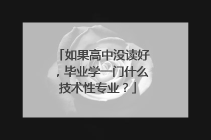 如果高中没读好,毕业学一门什么技术性专业?