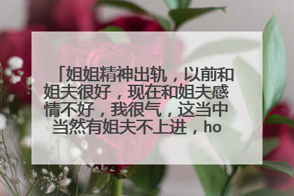 姐姐精神出轨，以前和姐夫很好，现在和姐夫感情不好，我很气，这当中当然有姐夫不上进，hold不住我姐