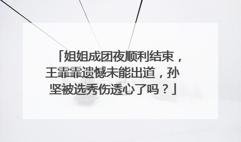 姐姐成团夜顺利结束，王霏霏遗憾未能出道，孙坚被选秀伤透心了吗？