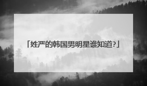 姓严的韩国男明星谁知道?