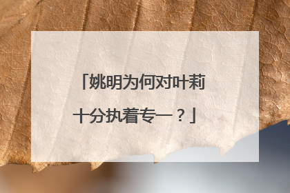 姚明为何对叶莉十分执着专一？