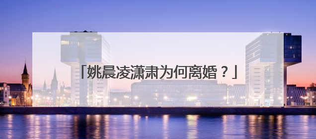 姚晨凌潇肃为何离婚?