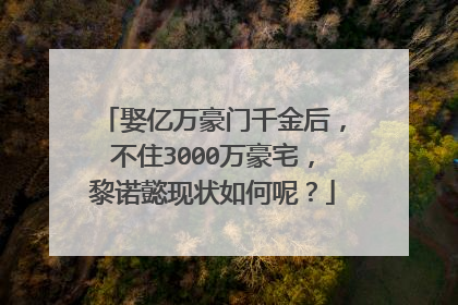 娶亿万豪门千金后，不住3000万豪宅，黎诺懿现状如何呢？