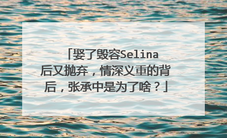 娶了毁容Selina后又抛弃，情深义重的背后，张承中是为了啥？