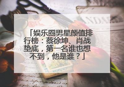 娱乐圈男星颜值排行榜：蔡徐坤、肖战垫底，第一名谁也想不到，他是谁？