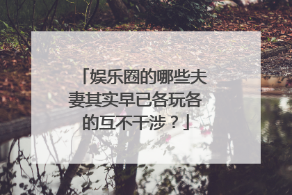 娱乐圈的哪些夫妻其实早已各玩各的互不干涉？