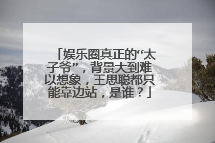 娱乐圈真正的“太子爷”，背景大到难以想象，王思聪都只能靠边站，是谁？