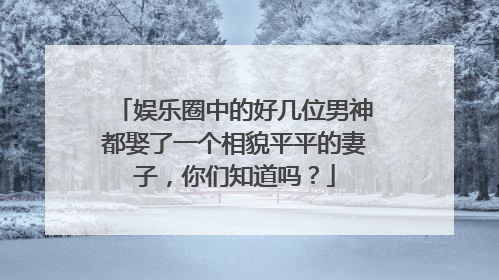 娱乐圈中的好几位男神都娶了一个相貌平平的妻子，你们知道吗？