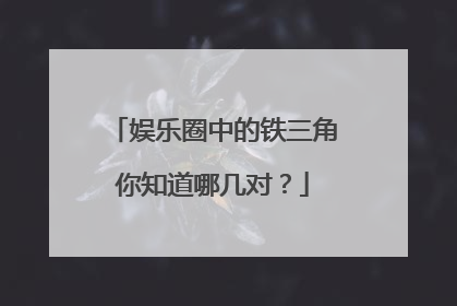娱乐圈中的铁三角你知道哪几对?